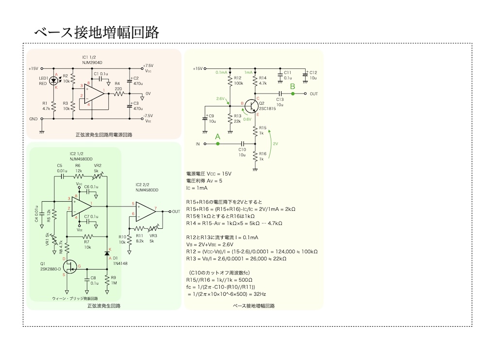 ベース接地増幅回路の回路図
