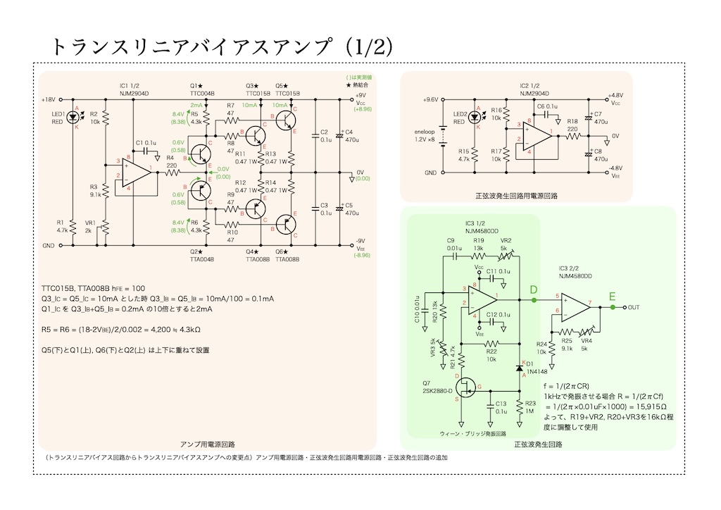 トランスリニアバイアスアンプの回路図