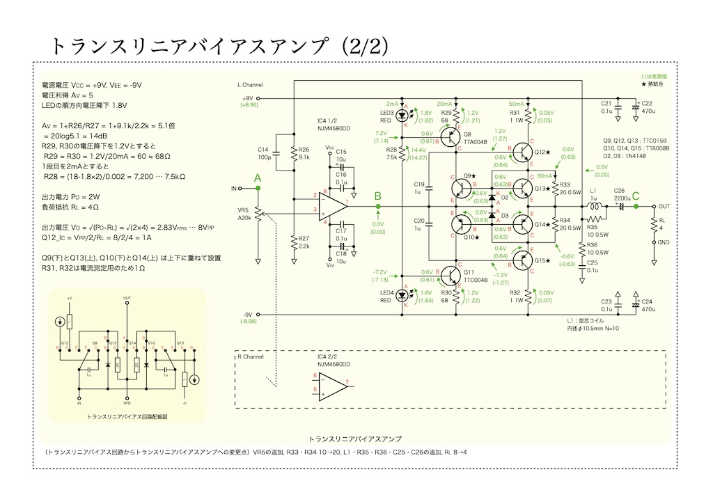 トランスリニアバイアスアンプの回路図