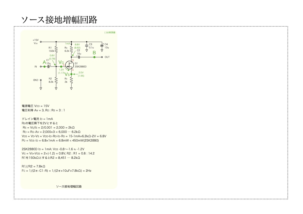ソース接地増幅回路の回路図
