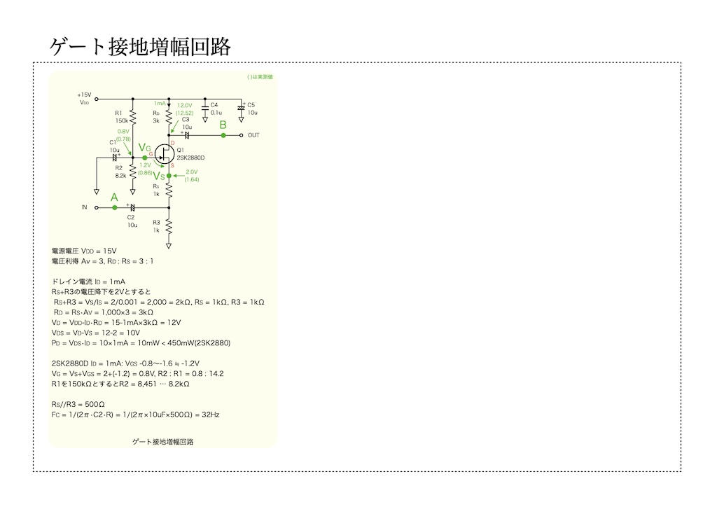 ゲート接地増幅回路の回路図